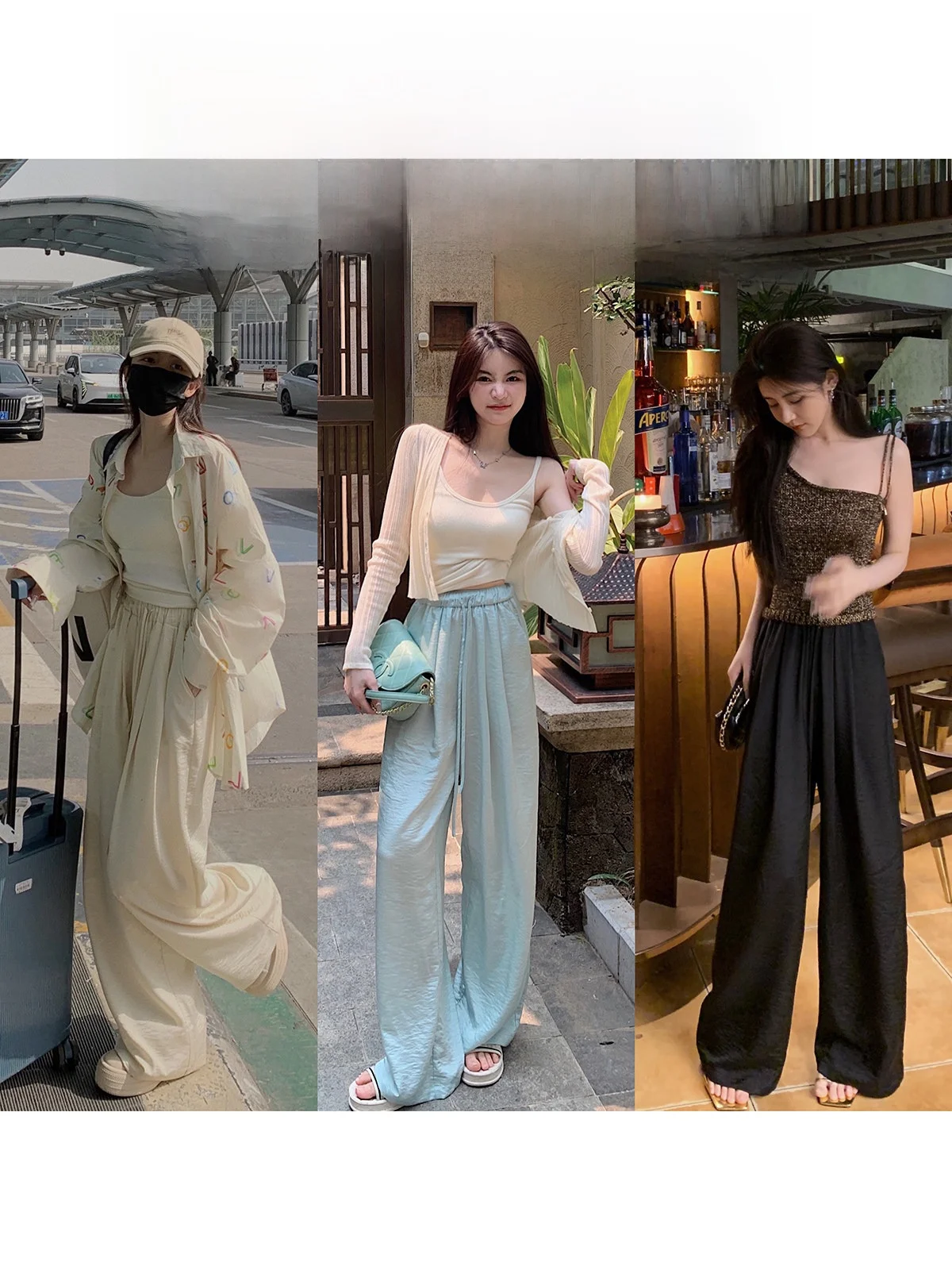 

Chen Jin High Waist Draped Loose Wide Leg Pants Women Summer New Lazy Sle Casual Floor-Length Straight Tube Air Conditio...