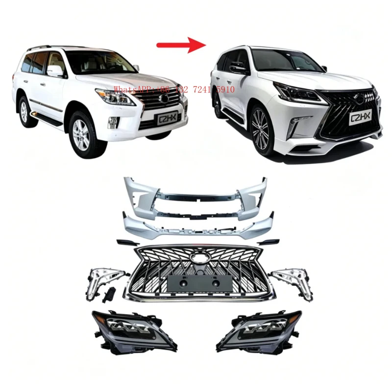 New Car Body Kit Old Upgrade New Front Bumper Grille Fog Lamp Headlights Facelift for 2009-2015  LX570 Upgrade to 2016 TRD