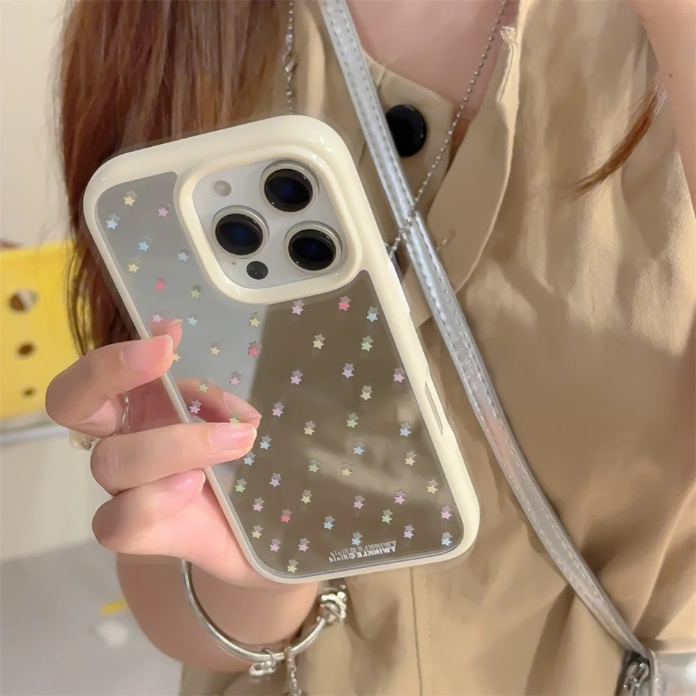 

Electroplated Color Stars Mirror Phone Case For iPhone 16 Pro 15 13 14 Pro Max Cover Silicone Cute Shockproof protection Cases