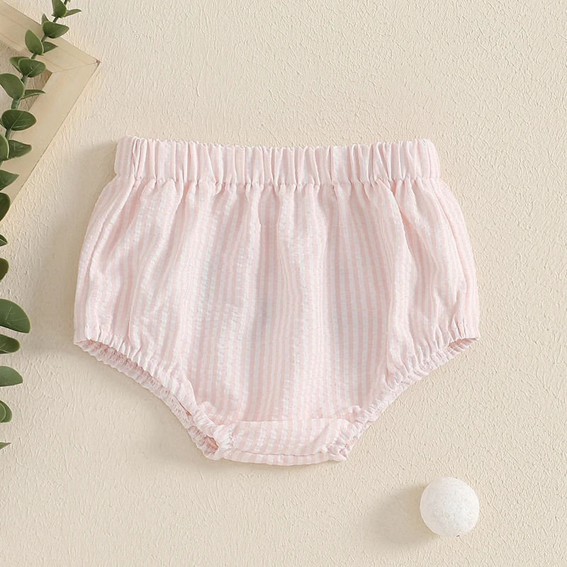 Infant Baby Summer Shorts Elastic Waist Golf Embroidery Stripe Print Birthday Short Pants PP Bloomer for Boys Girls