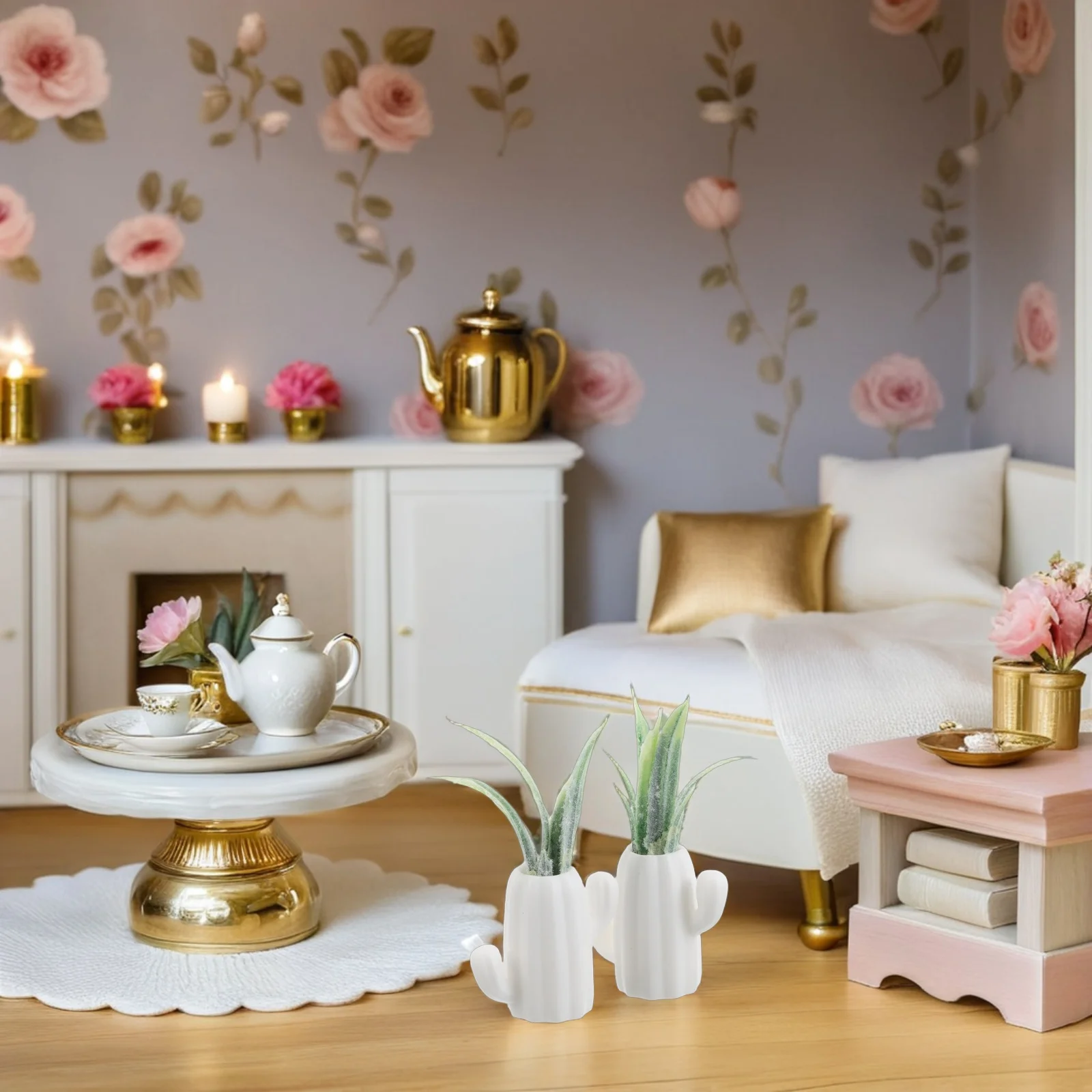 

2Pcs Miniature Potted Plants Realistic Mini Dollhouse Greenery Ornament 1:12 Scale Fairy Garden Decoration Dollhouse Plants