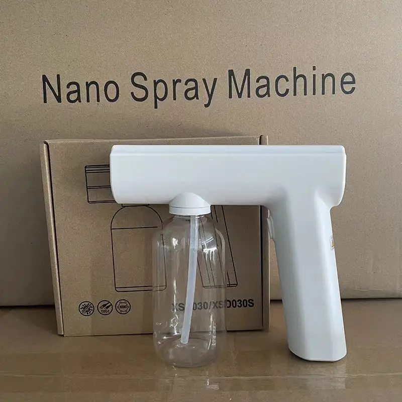 Pistola pulverizadora de desinfección Nano inalámbrica, atomizador portátil de mano recargable por USB, pulverizador esterilizador de luz azul para el hogar, 300ml