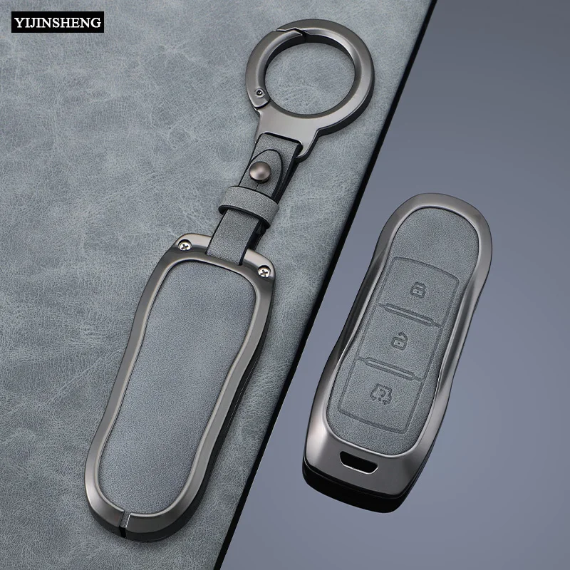 Zinc Alloy + Leather Car Key Case Cover Holder For Dongfeng Fengguang DFSK Glory 580 Fengon Ix5 Ix7 Seres 3 5 Sf5 2022 2024 view 5