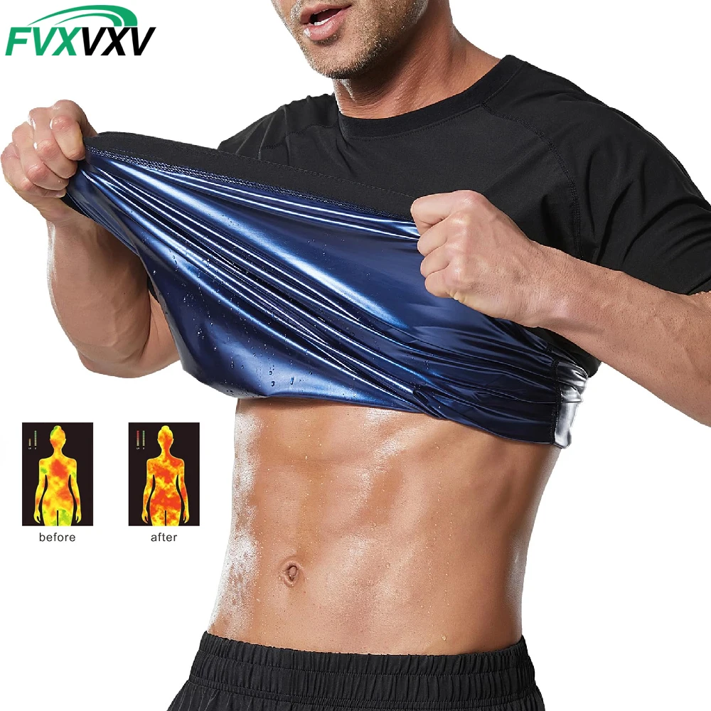 1PCS Men's Sauna Shirt Short Sleeve Sweat Sauna Suit, Compression Workout Shapewear, Slimming Tummy Control Top for Gym Running