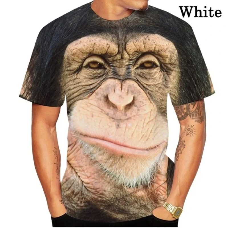 Funny Orangutan Monkey Graphic T shirt For Men 3D Animal Gorilla Print T-shirt Summer Hip-hop Trend Personality Short Sleeve Top