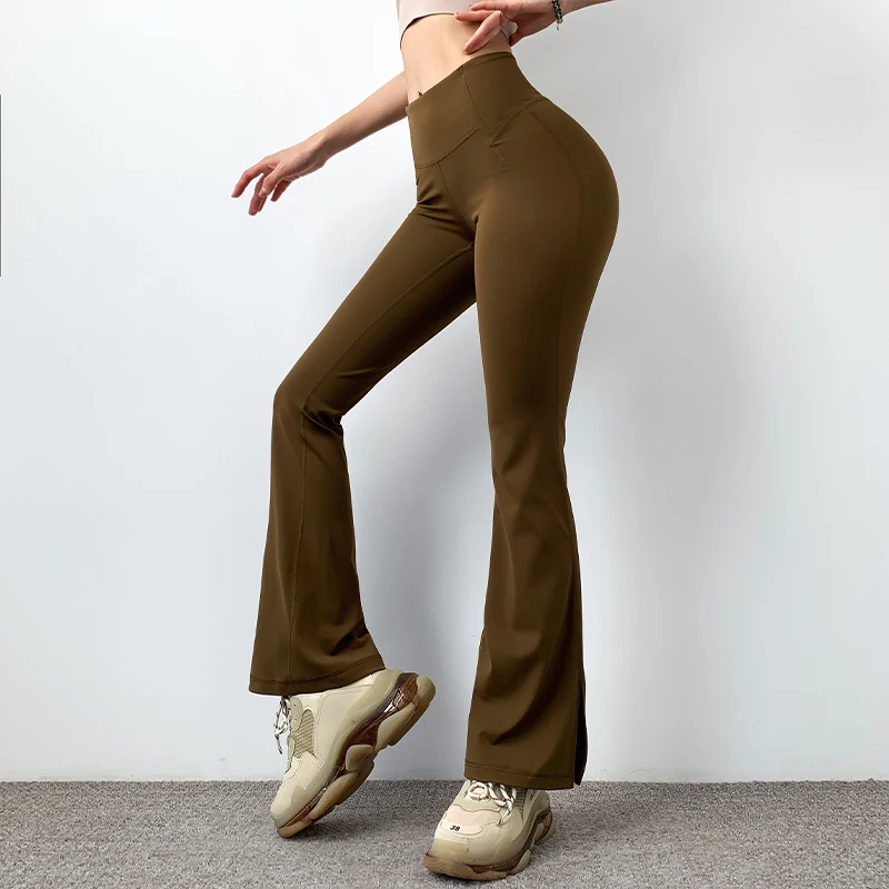 Women Elastic High Waist Flared Pants Thin Yoga Pants Plus Size Square Dance Pants Slim Sports Fitness Flared Pants Yoga Pants