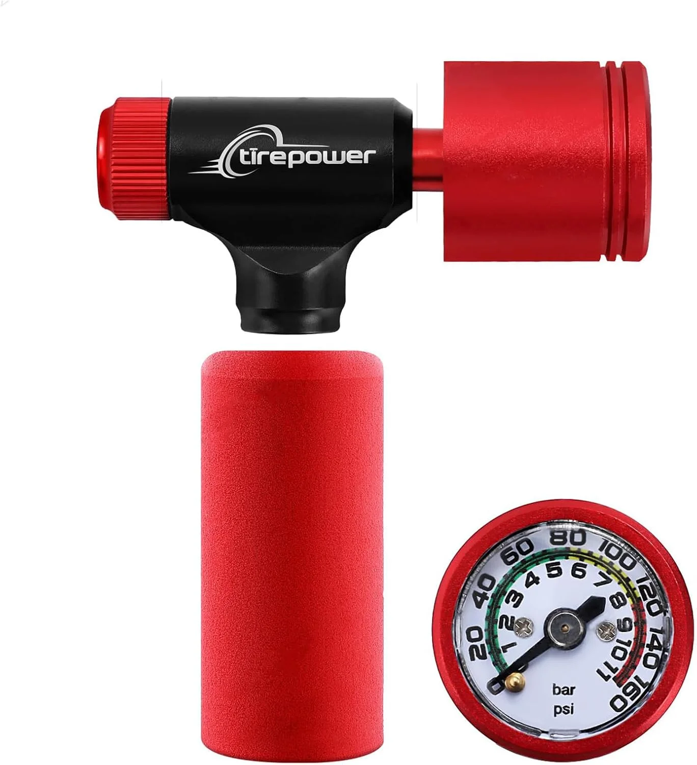 CO2-Fahrradreifenfüller, Druckknopf, Presta und Schrader, kompatible CO2-Fahrradpumpe oder CO2-Kartuschen mit Gewinde für Rennräder und Mountainbikes