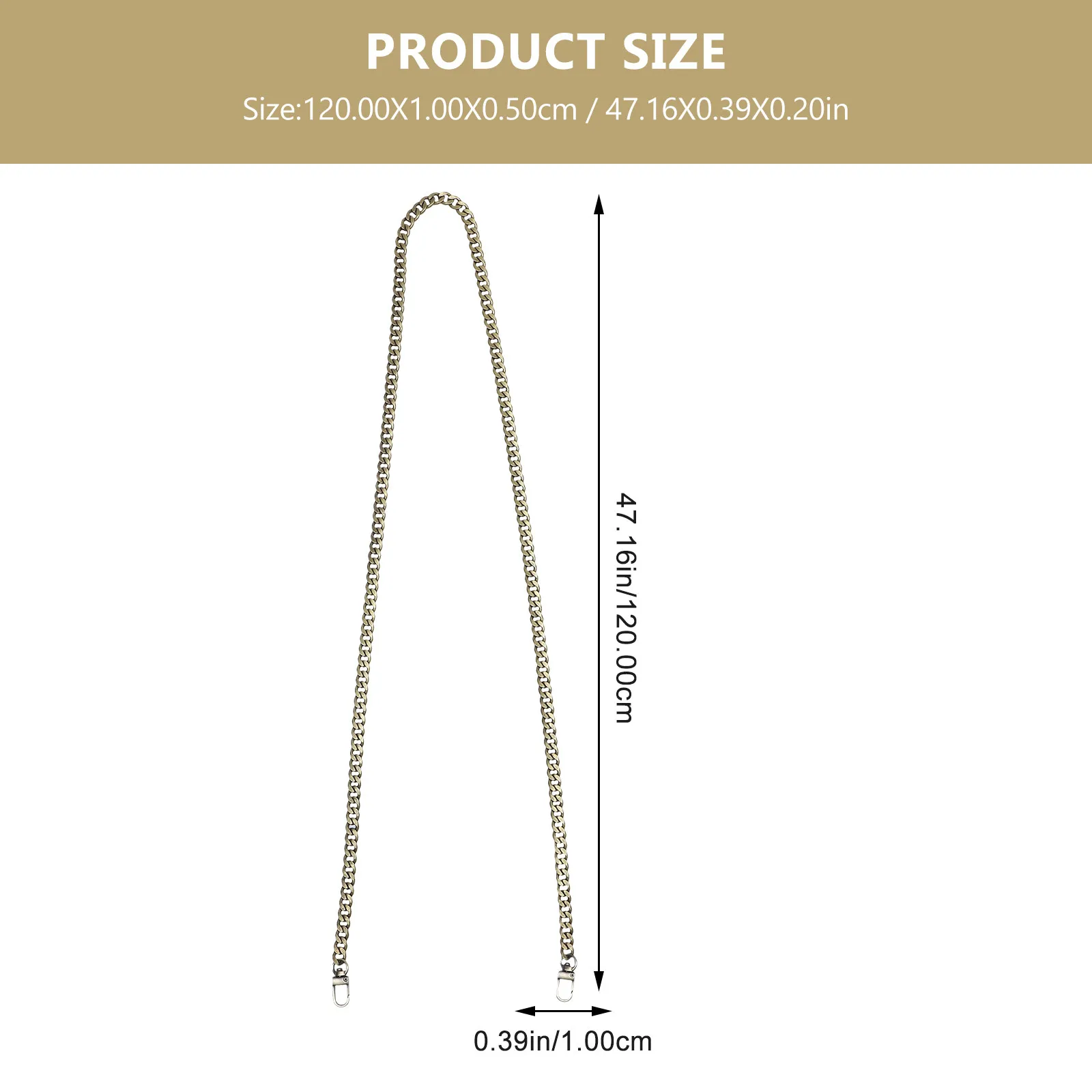 Handbag Chain Strap Replacement for Women Lightweight Metal Purse Handle with Buckles DIY Bag Accessory