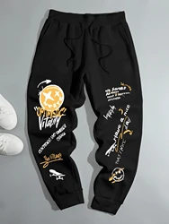 Smile And Ball Letter Pattern Printing Women'S Casual Basic Pants Versatile Pocket Fashion Trendy Street Comfy Sweatpants Female