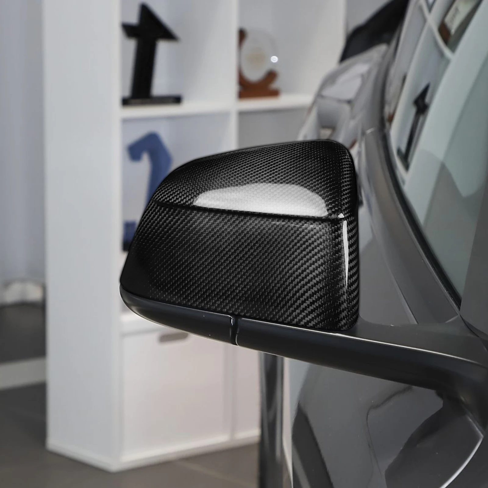 Couvercle de rétroviseur en carbone 100% véritable, pour Tesla modèle Y Launch/Juniper 2025 + coque décorative de rétroviseur, accessoires de voiture 2 pièces