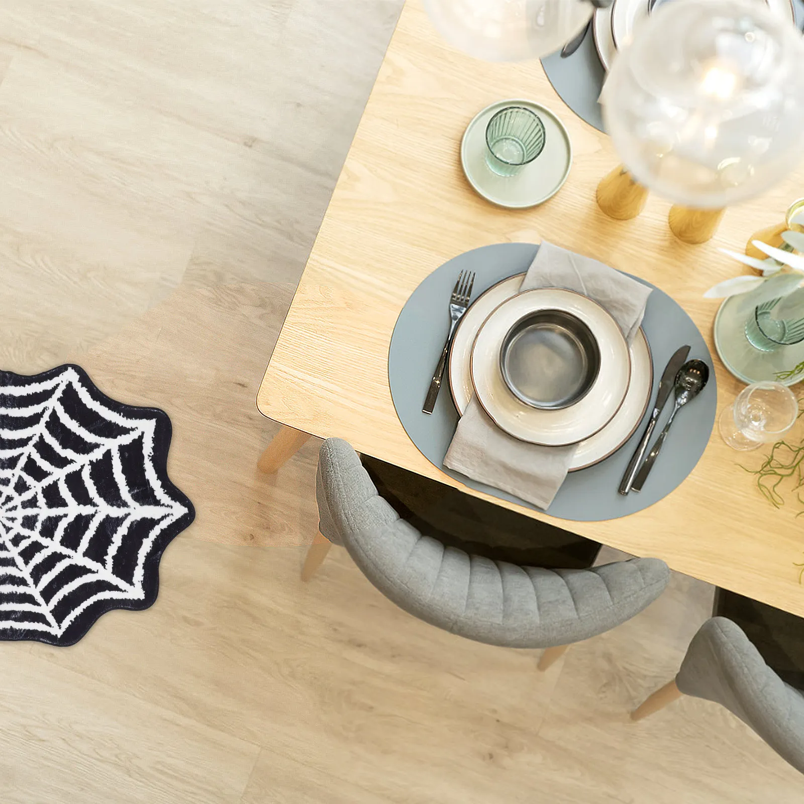 Halloween Spider Web Floor Mat Non-Slip Absorbent Reusable Cobweb Rug for Bathroom Kitchen Front Door Doormat Doormat Spider Web