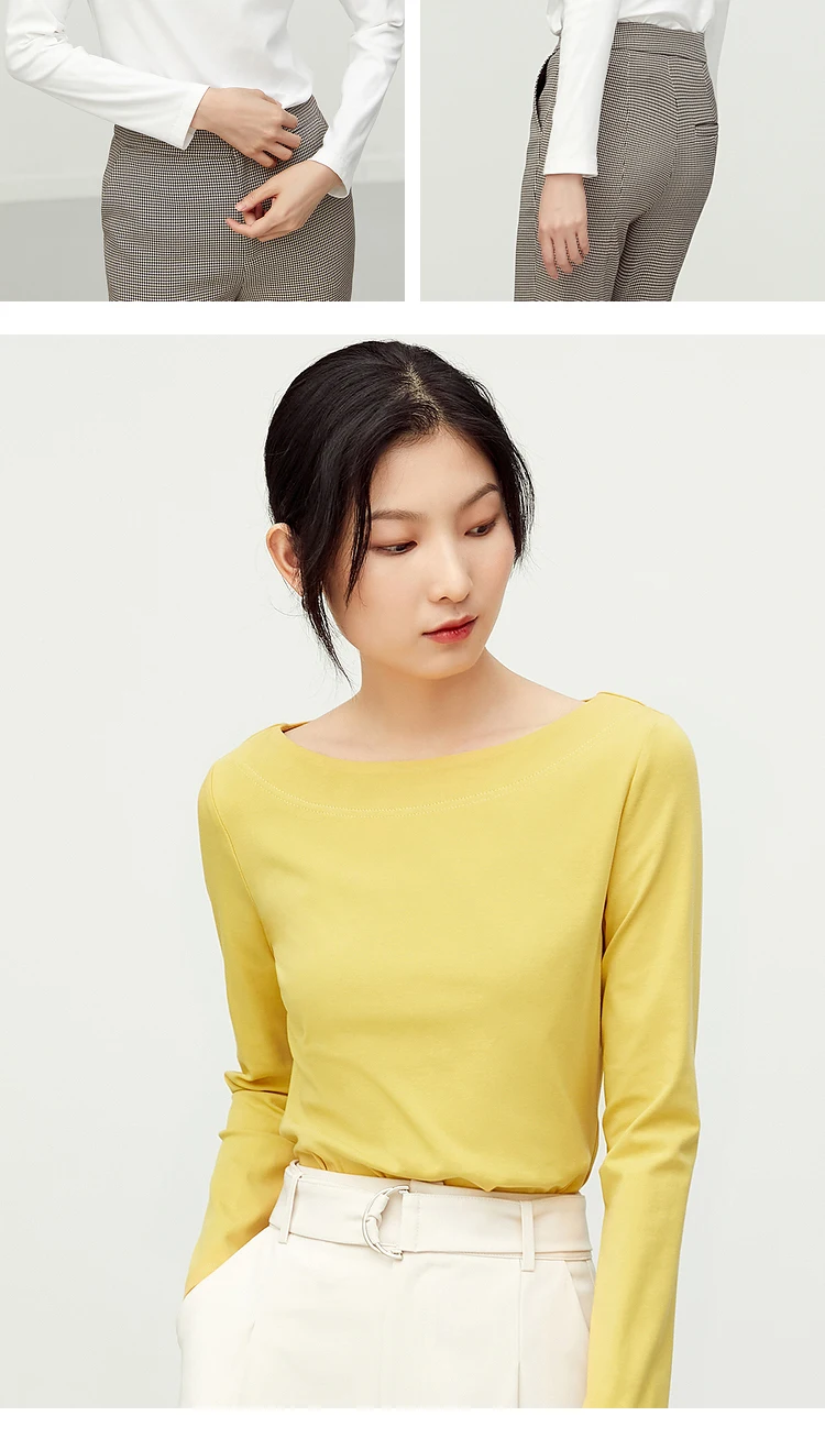 Sentubila Baumwolle Shirts 2023 Frühling Herbst Solide Bodenbildung Tops Oansatz T-shirts Streetwear Temperament Pullover 111T34249 – Detail 18