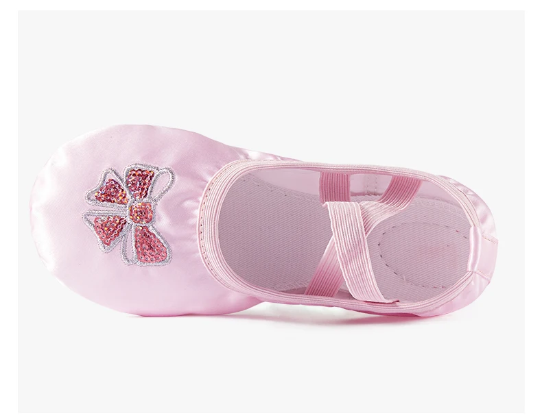 Kindertanzschuhe, Satin-Ballettschuhe mit weicher Sohle, Mädchen-Tanzschuhe für Körpertraining und Aufführungen, Rosa Tanzschuhe – Detail 5
