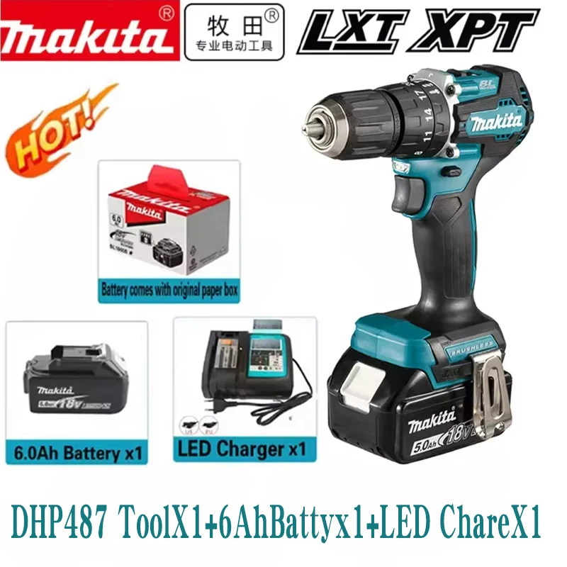 ? NIEUWE Originele Makita DHP487 Accuschroevendraaier boormachine Borstelloze Elektrische Slagschroevendraaier 18V Oplaadbare Power To
