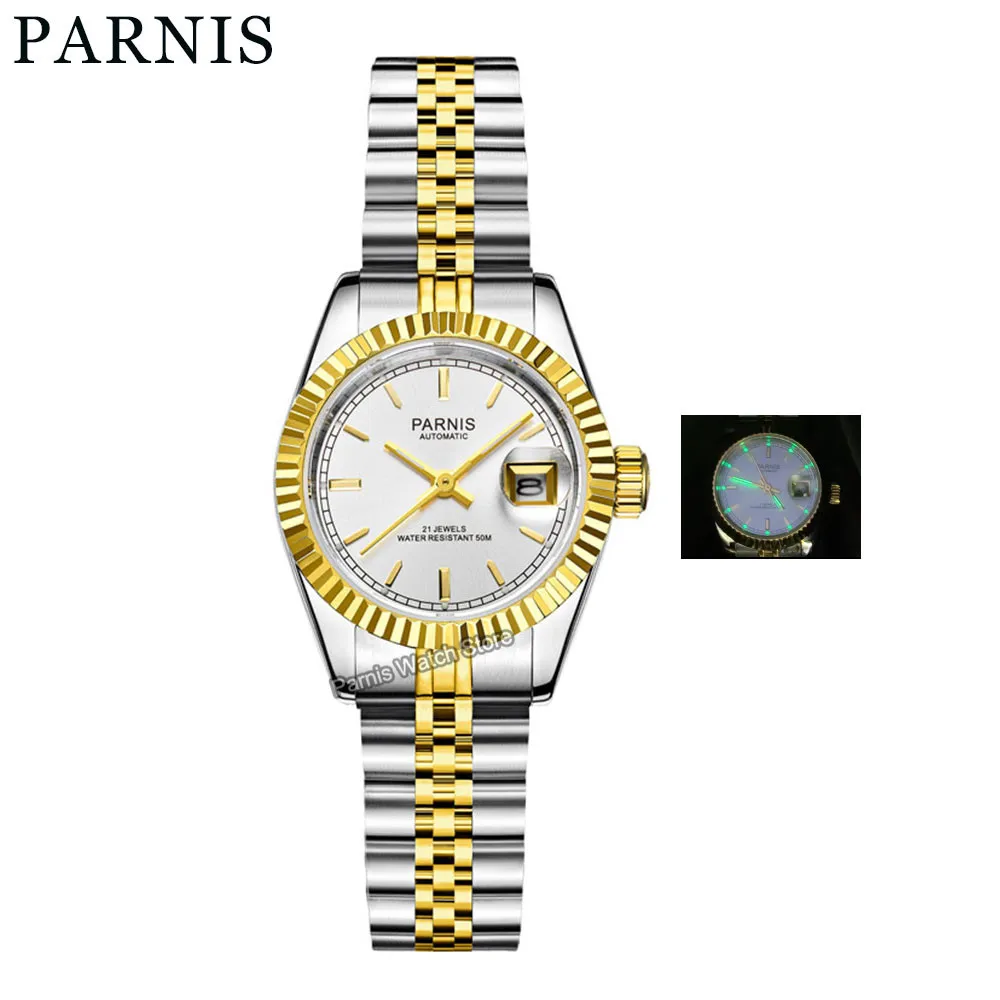 

Parnis 26mm Women Girls Sapphire Crystal Miyota6T51 Automatic Wristwatch Stainless Jubilee Bracelet