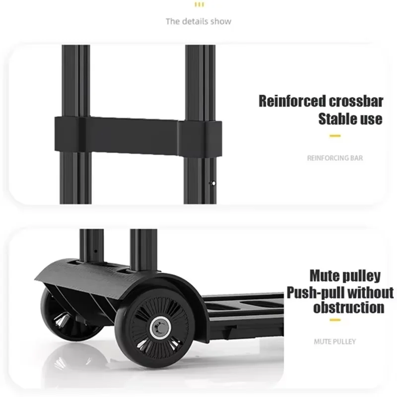 F-T Sturdy Folding Hand Truck, Portable Luggage Cart, Utility Hand Truck For Shopping, Household & Trailers