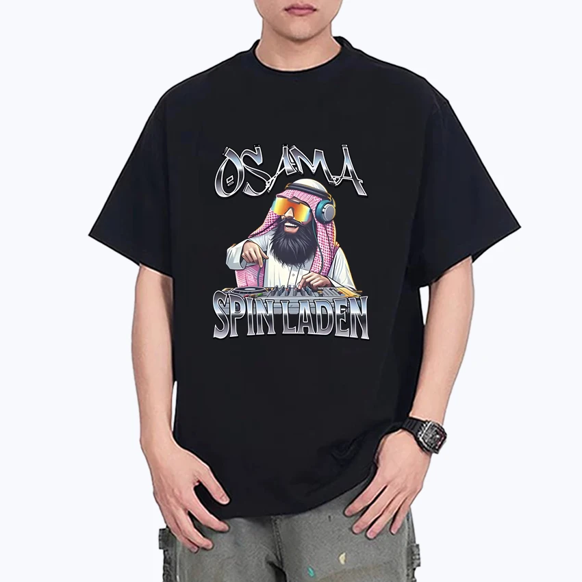 High Quality Osama Spin Laden Graphic print Men Women Oversized Tee shirt 100% Cotton Fashion short sleeve t-shirts Unisex Tops