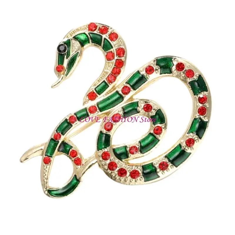 

Popular Rhinestones Snake Brooch For Various Outfit Chinese New Year Celebration Lapel Pin for Business Meeting Suit Pin Y166