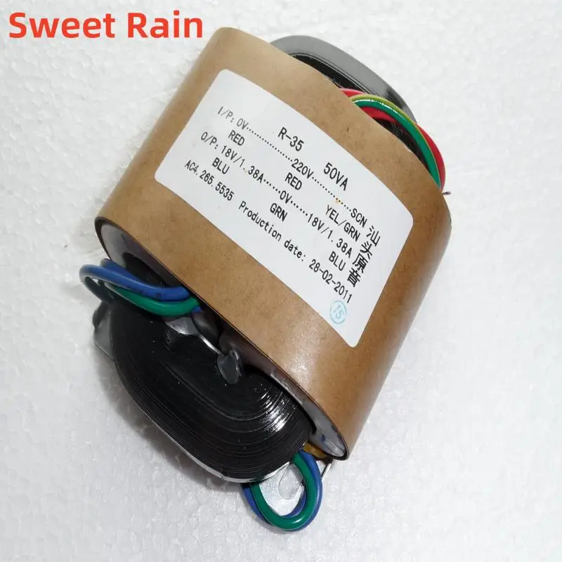 R-type power transformer 50W double 18V 3 wire R cattle audio transformer copper wire 220v  18V x 2   high quality  R-Core  50W