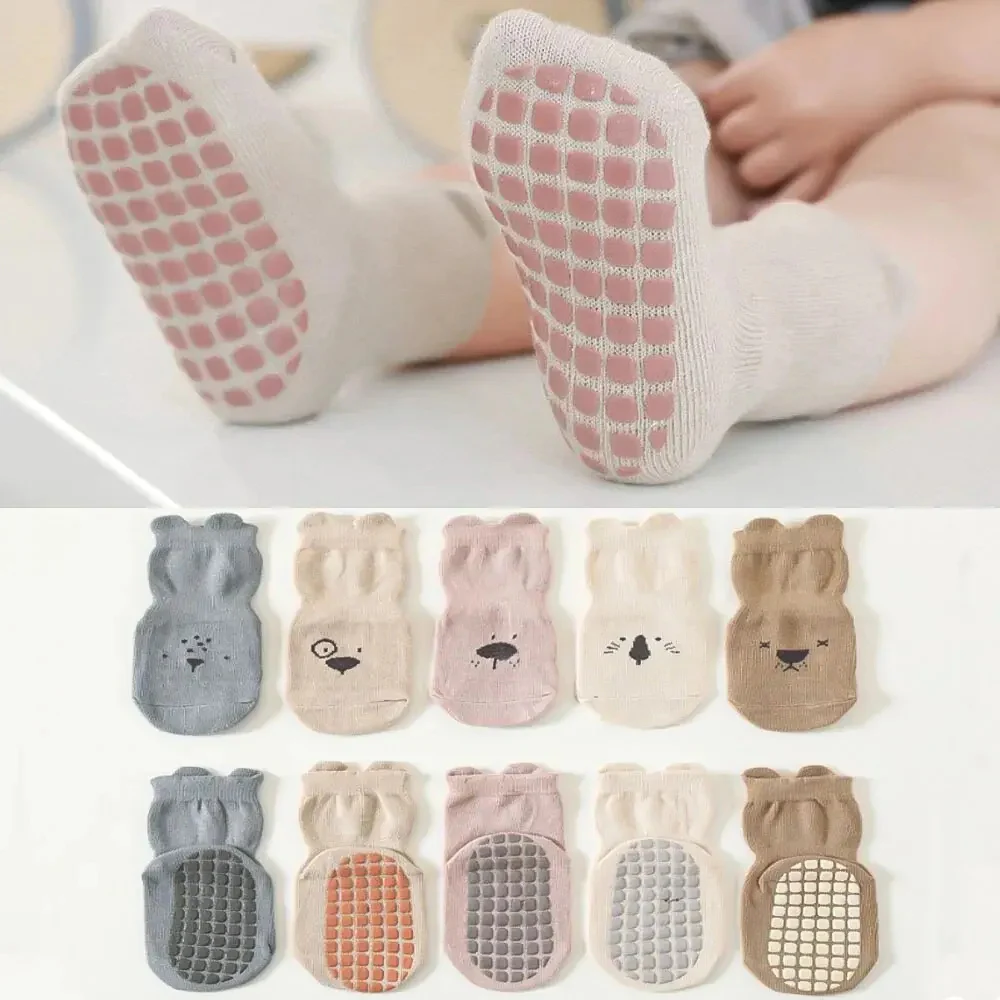 5Pcs Baby Non-slip Knee Socks Cotton High Sock Baby Toddler Floor Socks Combed Cotton Warm Cartoon Rabbit Ear Socks Leggings