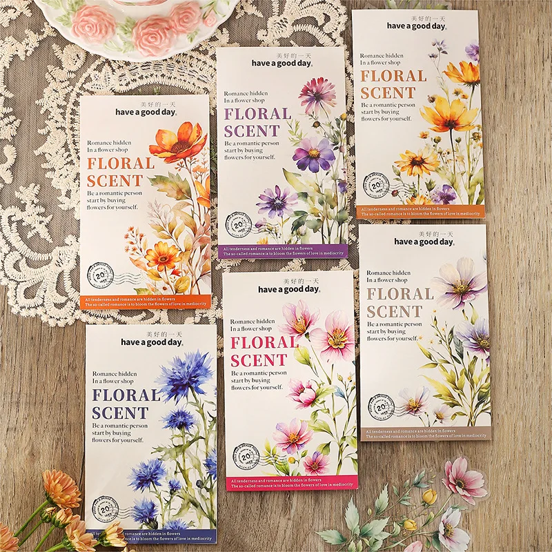 

Самоклеящиеся водонепроницаемые наклейки PET с акварельными растениями для дневников, скрапбукинга и коллажей, серия «Садовые ароматы»