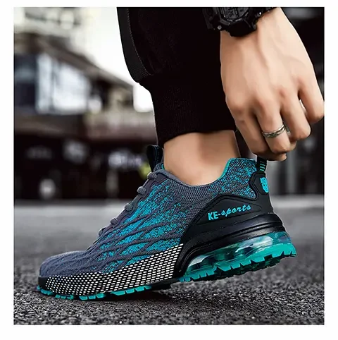 

2024 New Breathable Running Shoes for Men High Quality Air Cushion Men Sneakers Outdoor Hard-wearing Reflective Jogging Shoes