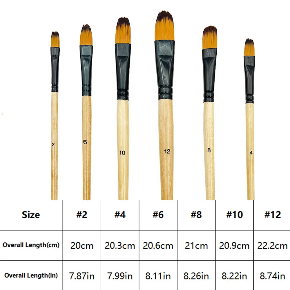 Artists Filbert Paint Brushes Set,6pcs Paint Brush Set for Watercolor Oil Acrylic Crafts Rock & Face Painting