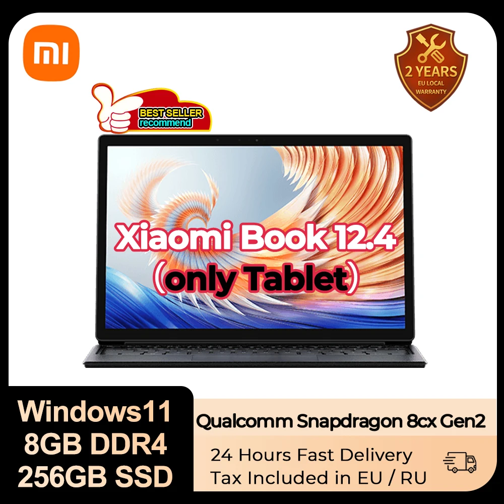 

Xiaomi Book 12.4-inch Tablet Laptop Qualcomm Snapdragon 8cx Gen 2 8 Cores 8GB 256GB SSD 2.5K Touch Screen PC