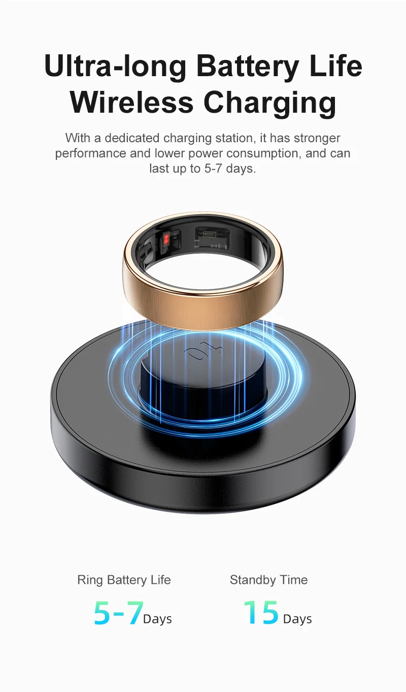 Smartring R10 Men Women Health Sleep Monitor 5ATM Waterproof IP68 Smart Ring Wireless Charging Fitness Tracker For Andriod IOS