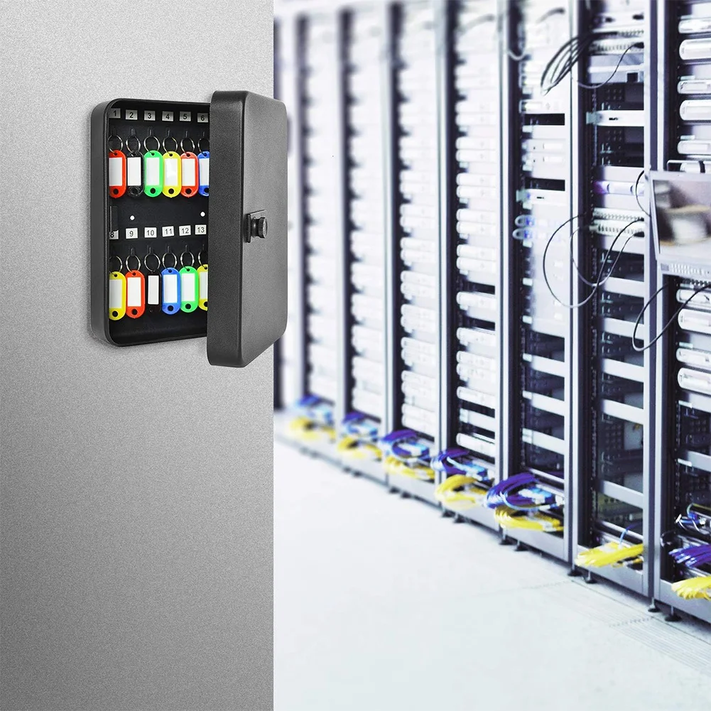 Wall Mounted Combination Key Cabinet, Locking Key Organizer, Security Lock Box, Code Lock, 20 Hooks, Box