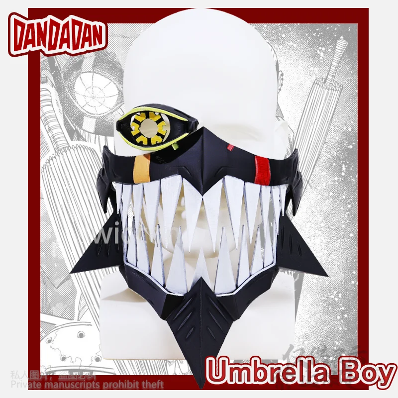 New Hot Anime Dandadan Cosplay Umbrella Boy Costume 3D Horror Mask Half Face For Man Woman Halloween Christmas Party Cos