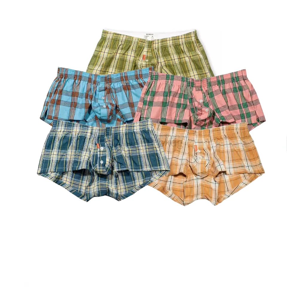 

SEOBEAN Aro Брюки Мужские шорты в клетку Удобное хлопковое нижнее белье с застежкой на пуговицы Пижамные шорты Одежда для сна Pijama Hombre