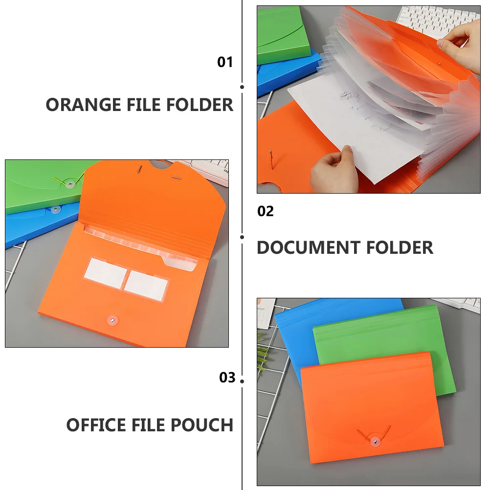 

1pc Folder For Document Storage Organizer Office Supplies Orange File Folder Portable File Bag Storage Pouch For Important Files