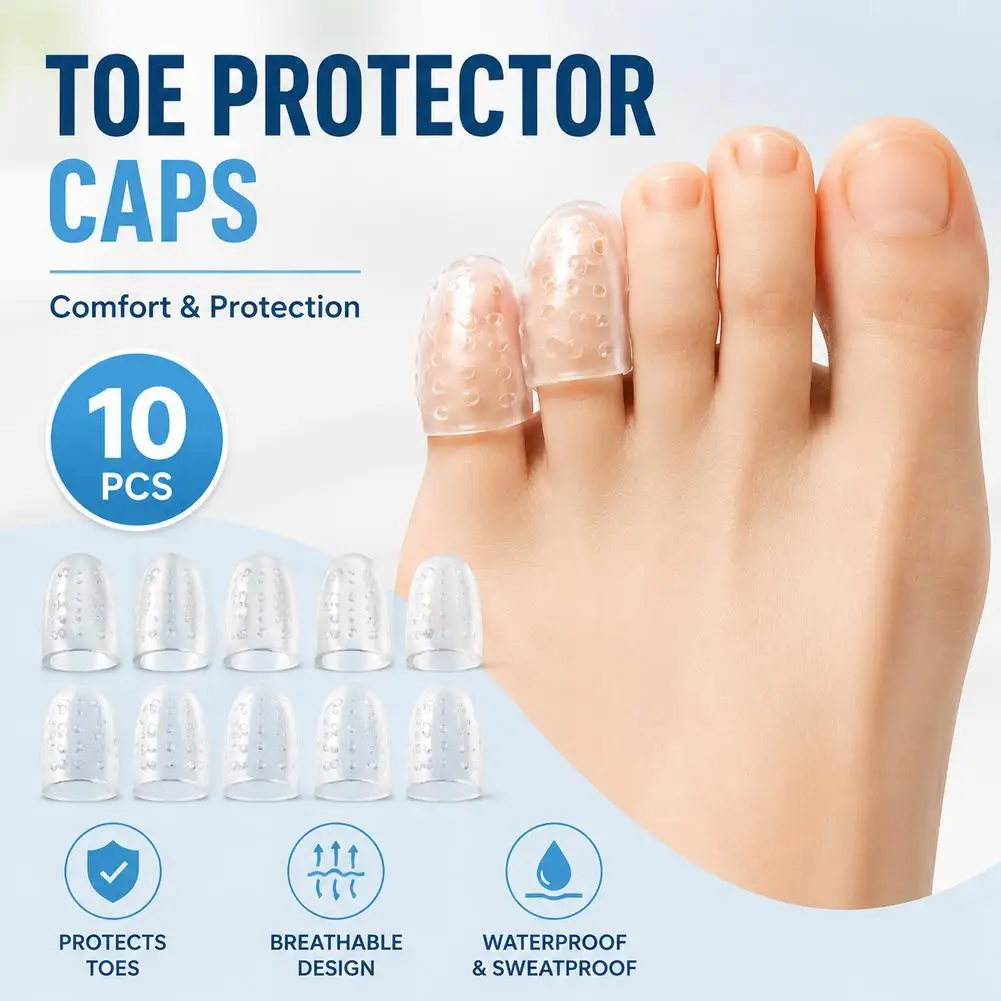 Toe Protectors Silicone Gel Caps for Corns Calluses Blisters Pain Relief, Soft Toe Sleeves Cushions Toe Caps Cover Protect