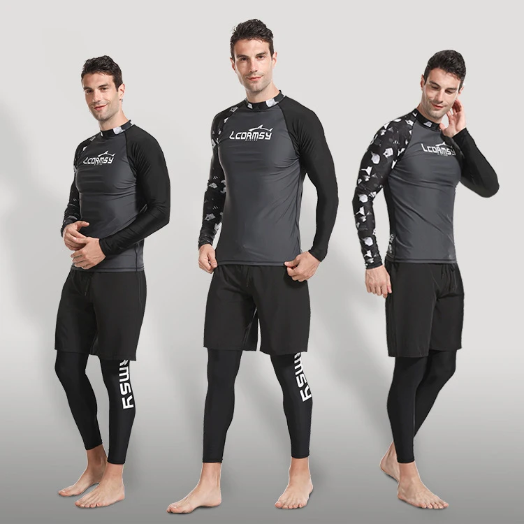 Men Swimsuit Swimming T-shirt Beach UV Protection Swimwear Rash Guard Long Sleeve Surfing Diving Swimsuit Surf T-shirt Rashguard