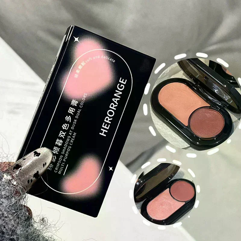 HERORANGE Multi-Use Two-color Blusher Pearlescent Matte Highlight Contour Makeup Natural Blush Lipstick Eye Shadow Brightening