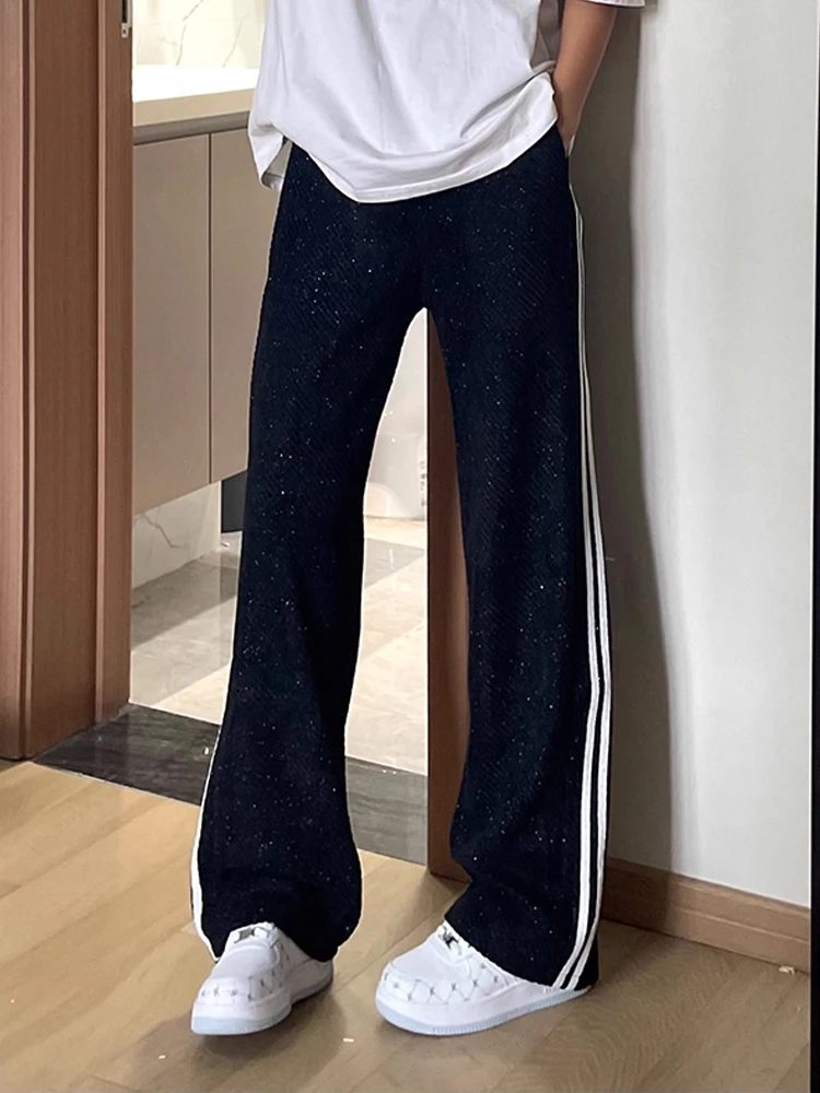 

American Sle Heavyweight Striped Sports Sweatpants Men's Autumn Winter Straight Leg Slimming Loose Casual Pants