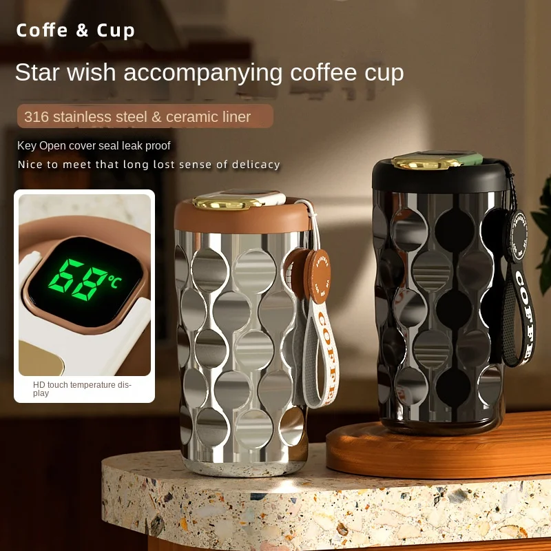 

410ml Premium Smart Coffee Mug with Temperature Display Ceramic Interior and Insulation Portable Cute Water Bottle Mug