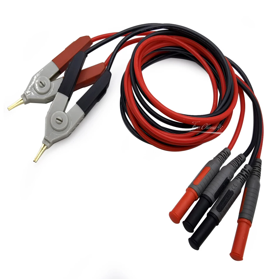 

4 Wire LCR Meter Test Lead Wire / Clip Cable / Clamp Terminal Kelvin Probe Wires with 4 Banana Connector Ends