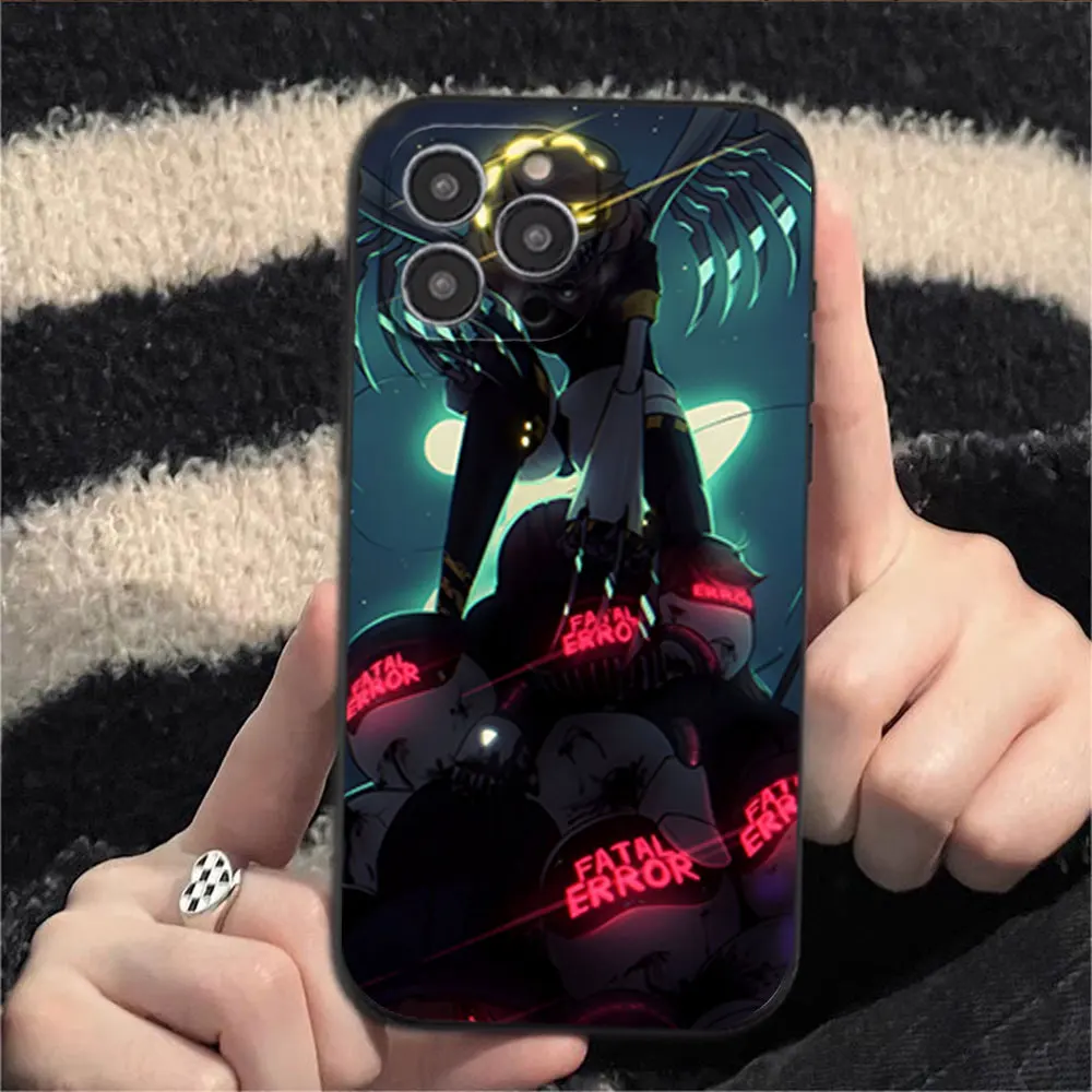 Cartoon M-Murder D-Drones Phone Case for iPhone 12 11 13 14 15 16 Max Pro Plus Black Soft Silicone shell