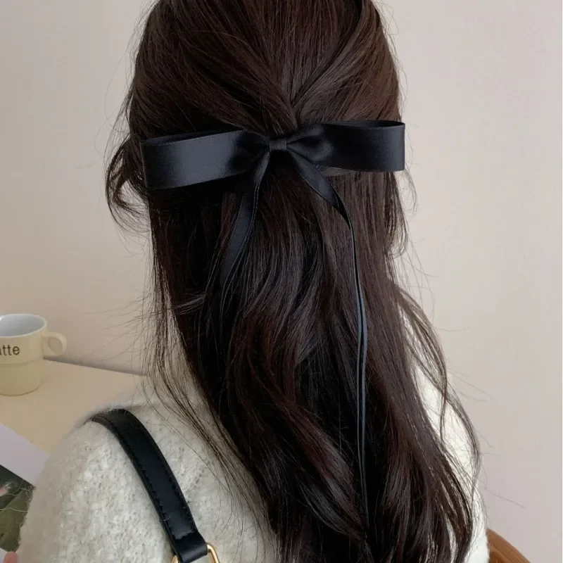 Neue farbige Satinband-Haarspangen, unverzichtbar für geflochtene Haarschleifen für Mädchen, modische lange Quasten-Haarspangen für Damen, Accessoires – Detail 2