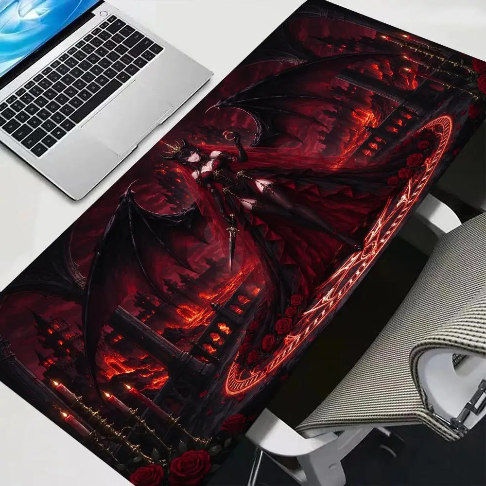 Gothic Home Decor White Wing Church Angel Mouse Pad Desk Mat Large Size Non Slip Rubber Base