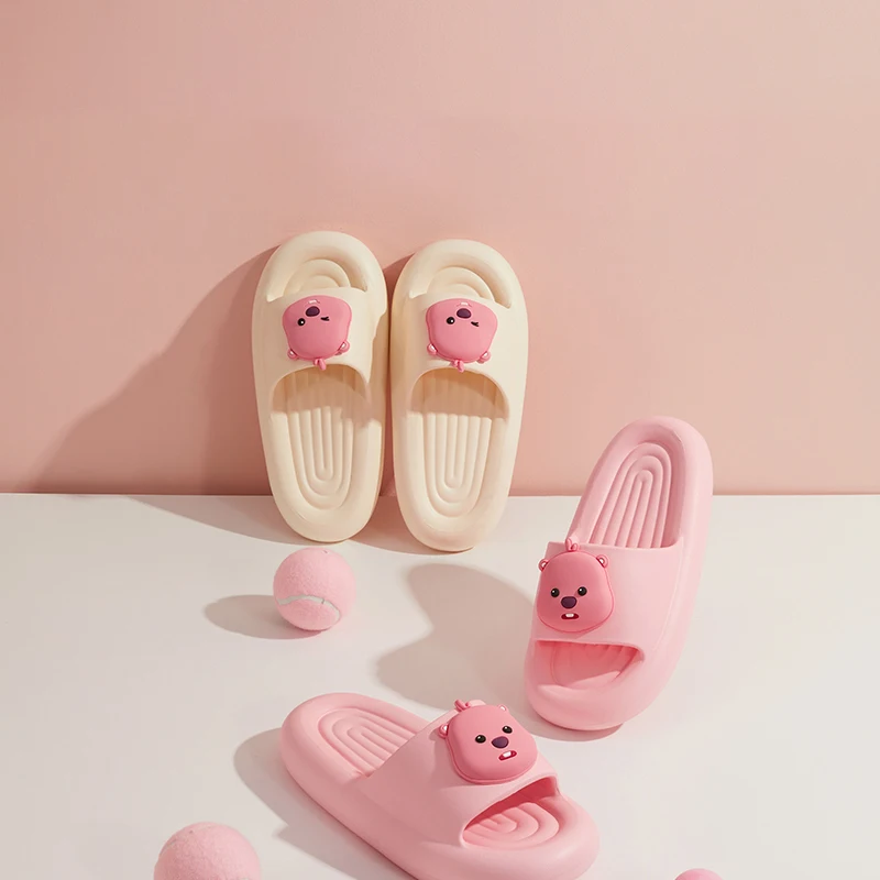 Miniso Zanmeng Loopy Series Women's Bathroom Slippers Fashion Non-Slip Home Slippers Eva Material Pink Beige