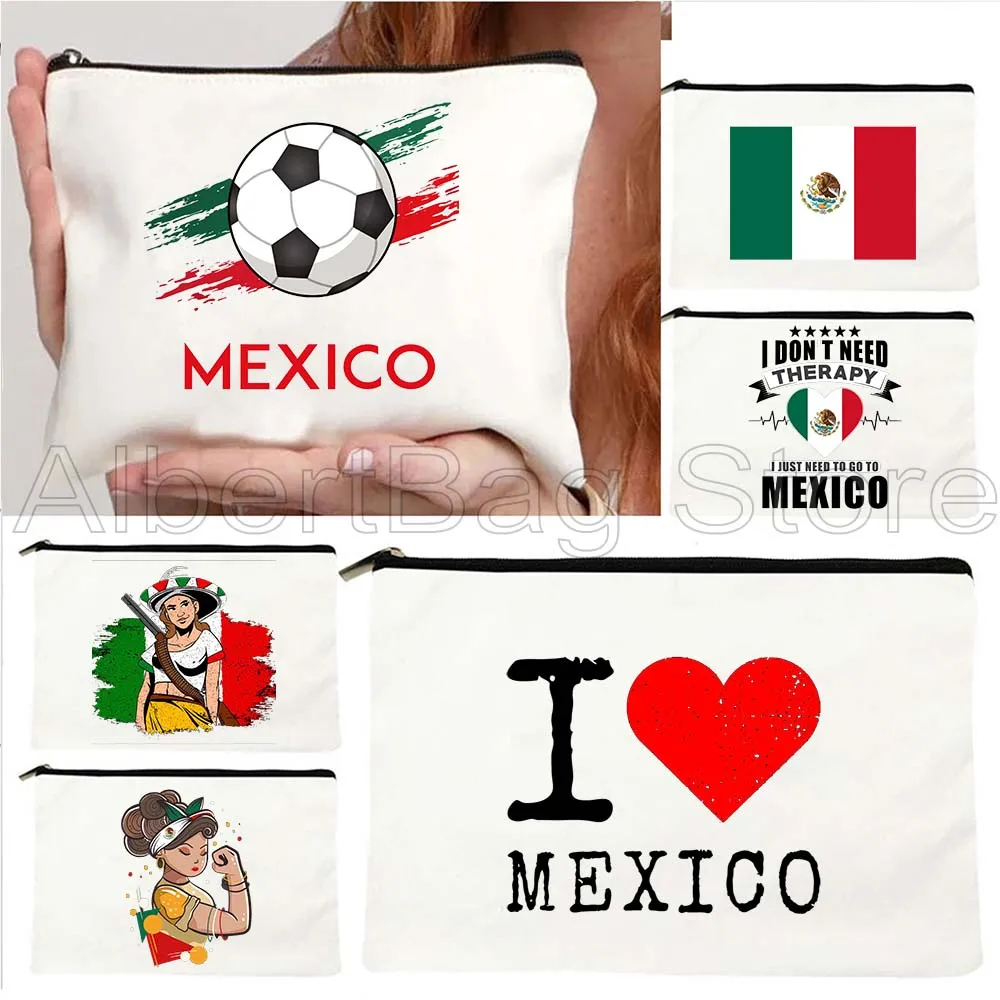 

Латина Девушка Мексика Флаг Карта Мексиканская Хлопковая Сумка Подарки Холст Косметичка Для Макияжа Туалетная Сумка Чехол Ключ Портмоне Сумка Для Хранения