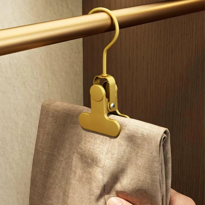 Clothes Drying Clips Aluminum Alloy Windproof Anti-Slip Dress Pants Socks Clothespins Closet Space Saving Pants Hanger Organizer
