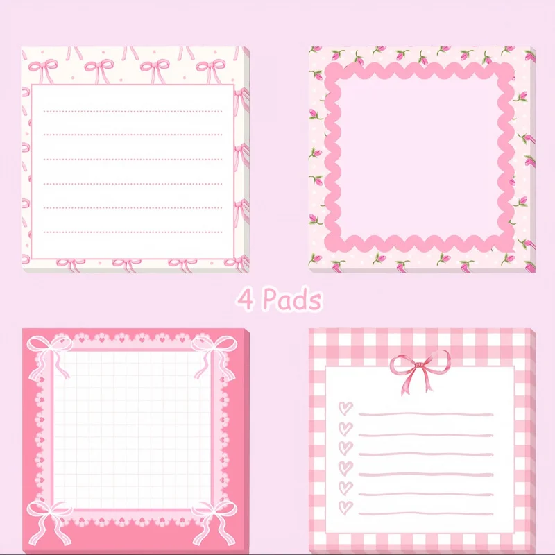 

Pink Bow Tie Sticky Note with High Aesthetic Value Cute Strong Stickiness Creative Students Label Sticker Practical Stationery