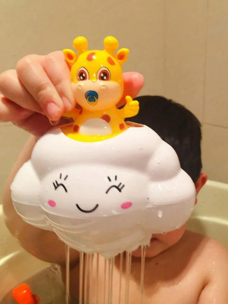 Creative Little Deer Cloud Toy Baby Bath Water Spray For Kids Cartoon Toys Toddlers Animal Take A Shower Sprinkler Waterwheel Gi