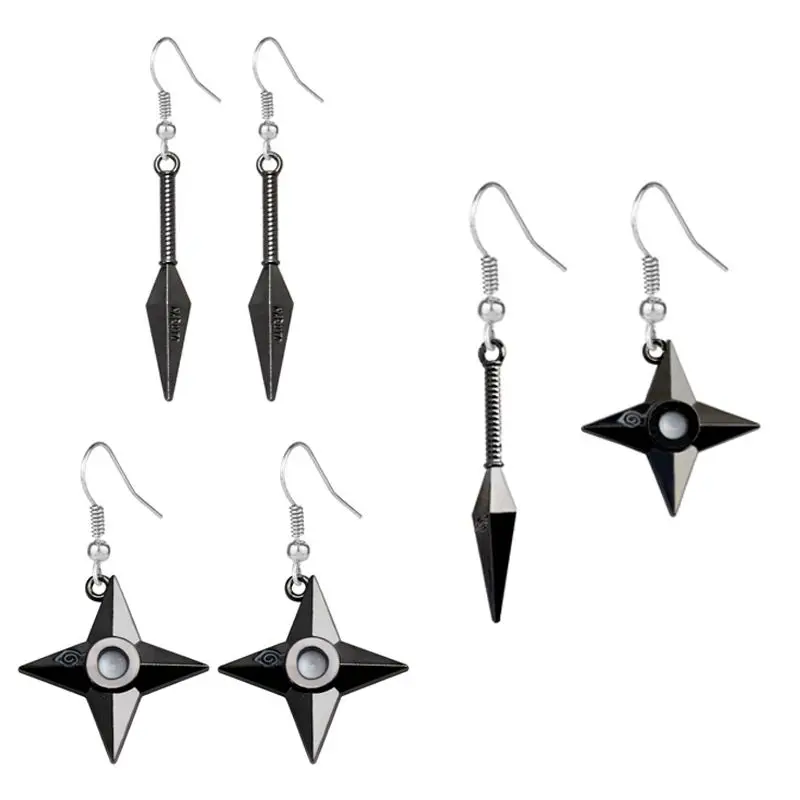 Pendientes de Anime Naruto Uchiha Sasuke, estilo kunai shuriken, colgante de moda, estilo hip-hop, pendientes lindos, regalo para festivales