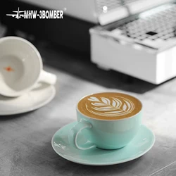 MHW-3BOMBER 300ML Cappuccino Cups with Saucer & Spoon Ceramic Espresso Cup for Latte, Cappuccino Chic Home Barista Accessories