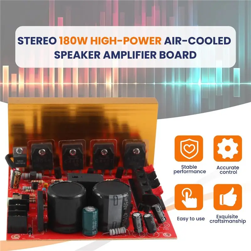 Y22A-Power Amplifier Audio Board 180W+180W 2.0 Channel FET Speaker Amplifier Sound Preamplifier Dual AC18V-26V With Fan